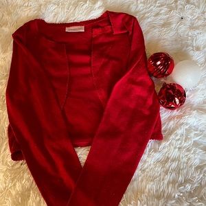 Red, glitter, shawl, long sleeve, size small